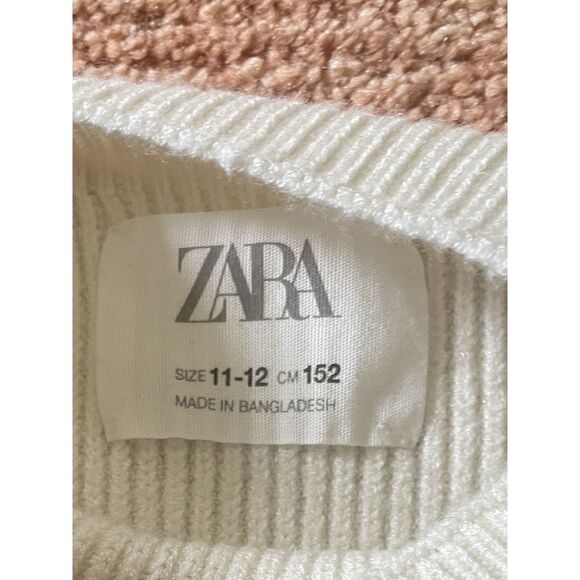 Zara Kids Striped Sweater Size 11 12 Years 152 White Black Knit Long Sleeve - Picture 2 of 7
